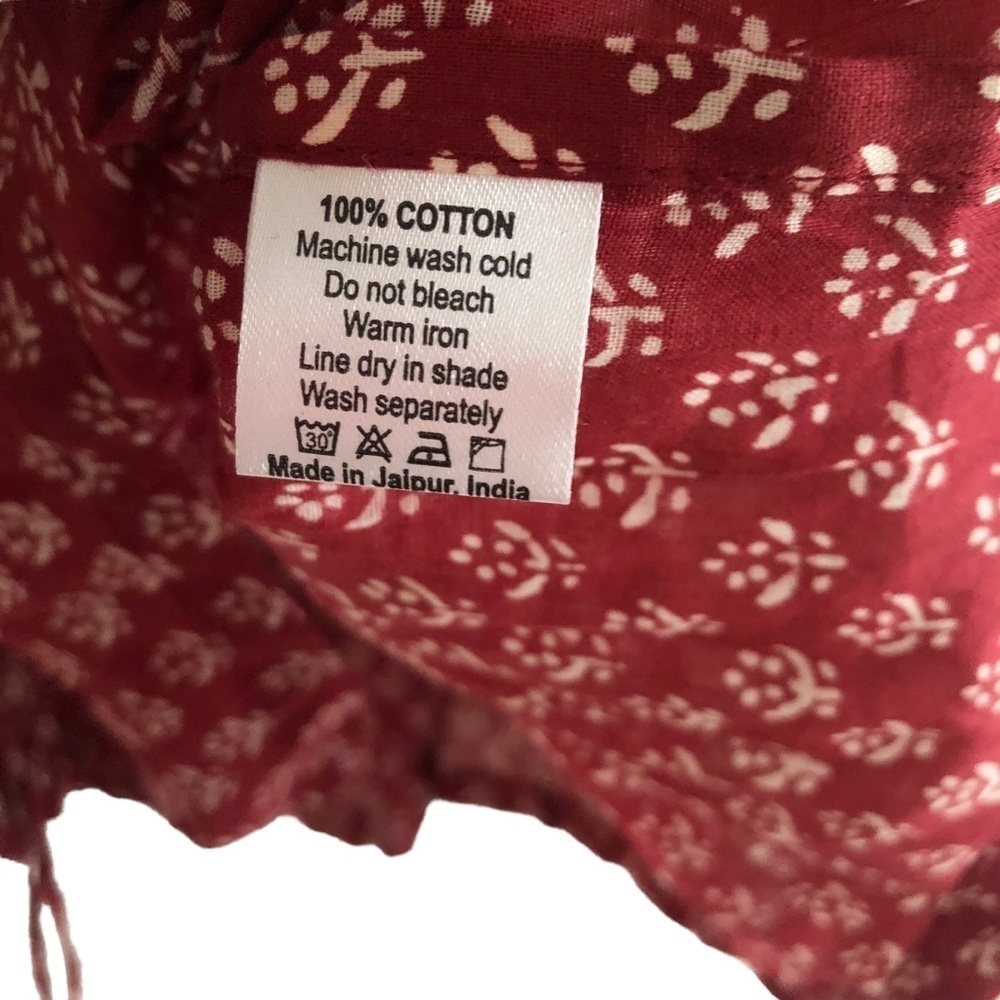 Daughters of India Burgundy Floral Billowy Peasant Blouse - Picture 13 of 13